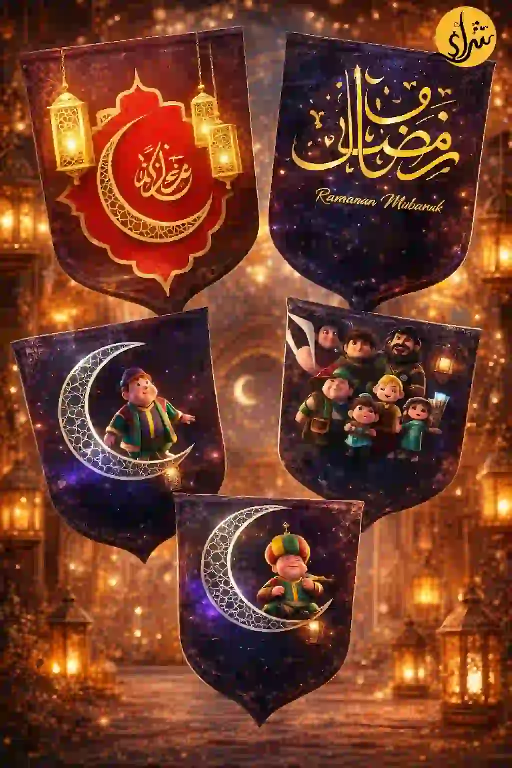 زينة ورقيه رمضان كريم طول 3 متر اشكال متعددة - شراء السعادة
